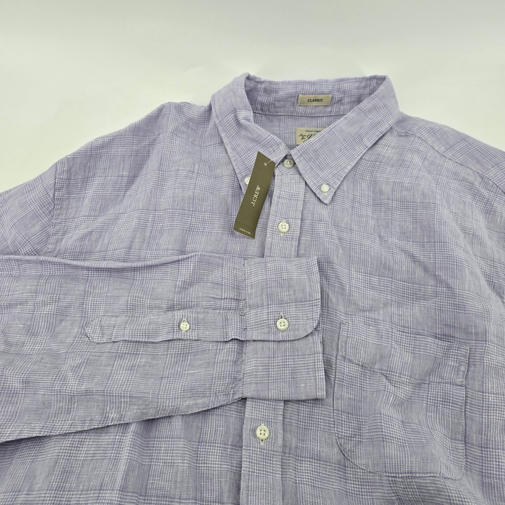 J.Crew Button Down Shirt Mens Baird McNutt Irish Linen Purple XL BE554 NWT